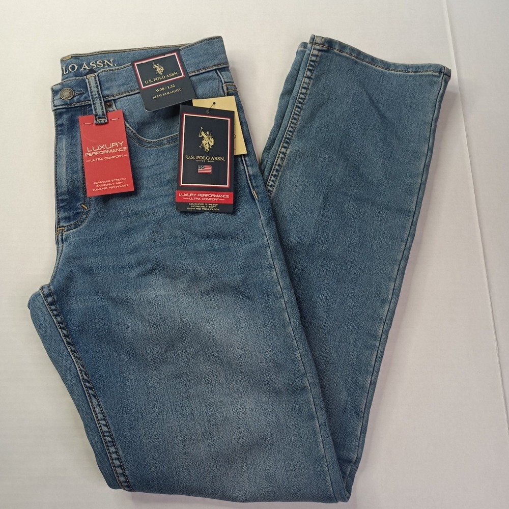 U.S. Polo Assn Knit Denim Jeans Men's Size 30x32 Slim Straight Blue Comfort